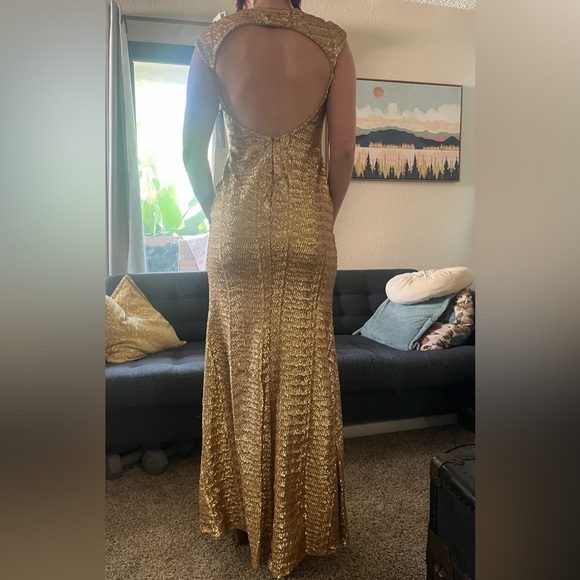 Nicole Bakti Sz Small Gold Sequin Full Length Evening Gown Dress Holiday NWT - Picture 5 of 10
